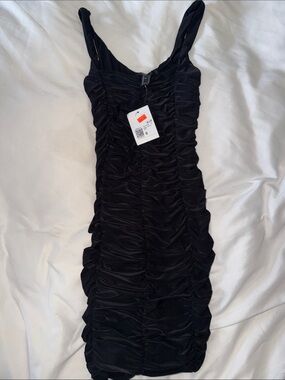 Black Ruched Tank Dress - Women's Sleek Evening Dress